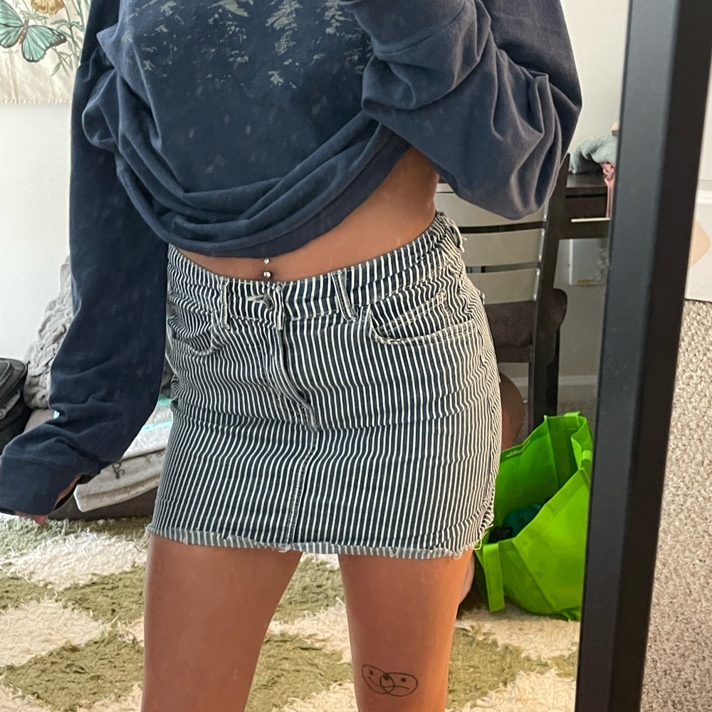 Pinstripe jean skirt